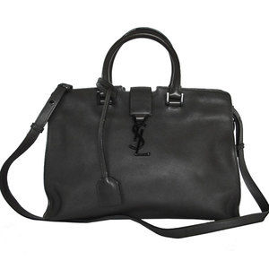 SAINT LAURENT Gray Leather Shoulder Bag